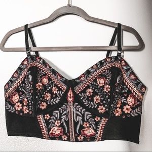 Free People Bustier Embroidered Crop Bralette Top